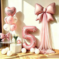 Décorations de fête d'anniversaire pour filles : Colonne de ballons en tulle et nœuds en fil, idéale pour la décoration de fête d'anniversaire