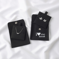 Boîte à bijoux en daim rose pâle avec logo personnalisé et insert en microfibre douce, pochettes à bijoux en daim