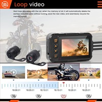 Caméra de tableau de bord pour moto, double objectif HD étanche de 3.0 pouces, contrôle par câble, enregistreur vidéo avant et arrière 720P, DVR pour voiture