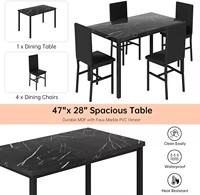 Meubles de salle à manger modernes, ensemble table à manger en marbre avec chaises en cuir PU à ossature métallique pour la cuisine et le salon