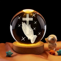 Décoration d'intérieur, boule de cristal gravée au laser 3D, lumière de nuit religieuse, cadeaux parfaits pour la mère, le père, le bébé, les amis
