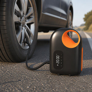 Compresseur d'air numérique portable 12V 2-en-1 avec démarreur de batterie et lampe LED, batterie externe pour urgences automobiles - Product Image 2