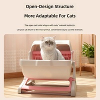 Bac à litière semi-fermé pour chat, toilette pour chat sans bêchage avec système de tamisage, bac à litière durable en PP pour toutes les saisons