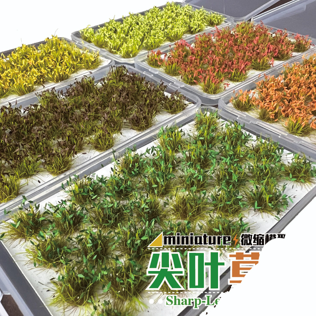 Artificial Miniature Architecture Ho Scale Model for 1:35 1:48 1:72 1:87 O HO N TT Z Scale Train Sharp Leaved Grass Ground Weeds