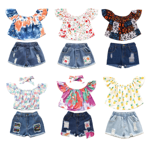 Conjunto de 2 piezas para niños pequeños, ropa para niñas, camiseta, chaleco, tops y pantalones cortos - Product Image 1