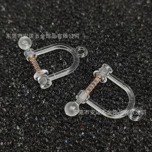 Transparent Clip-on <b>Earrings</b> Screw Type Spring Mechanism For No <b>Piercing</b> Ear Clips Resin Material Dongguan Made - Product Image 3
