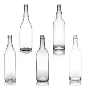 Nuevo producto 750ml de vidrio alto botellas de corcho transparente vino con diseno libre