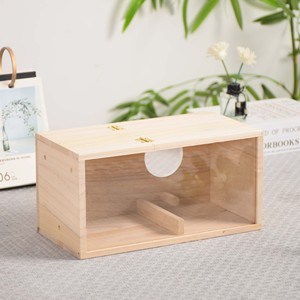 Caja de cría de pájaros rectangular de madera maciza, color natural, 12x12x19.5cm, para nido de periquitos y agapornis - Product Image 3