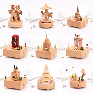 Caja <span class=keywords><strong>de</strong></span> música giratoria <span class=keywords><strong>de</strong></span> madera, carrusel, decoración del hogar, gran oferta - Product Image 2