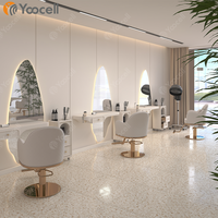 Yoocell – meuble de salon de beauté de luxe, table de miroir irrégulière de salon de coiffure avec rangement