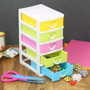 Cassettiera a Torre in Plastica con 5 Cassetti Colorati 16x22x25cm, Organizzatore Salvaspazio con Maniglia - Product Image 5