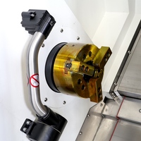Tour CNC à double broche de haute précision WJ60MS, tour CNC automatique à double broche avec convoyeur de copeaux pour pièces automobiles
