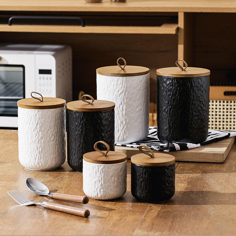 Stone-pattern Ceramic Airtight Storage Jar Tea Canister Coffee Bean ...