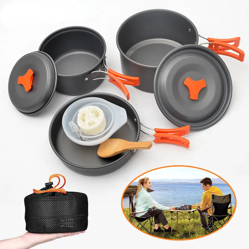 Backpacking Set Outdoor Hiking Picnic Non-Stick Cooking Mess Kit Camping Cookware Set Stove for Backpacking Picnic Cookware Set