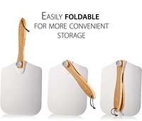 RUNWIN Spatule à pizza en aluminium pour four avec manche en bois pliable