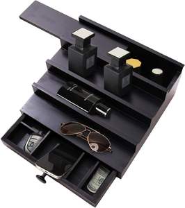 Espositore nero a 4 livelli in legno per profumi da uomo - Product Image 3