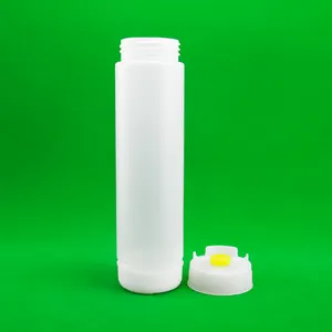 زجاجات موزع الصلصات البلاستيكية فارغة 480 مل/600 مل من البولي إيثيلين منخفض الكثافة مع غطاء ملولب لتعبئة الصلصات الساخنة ولطعام الفلفل وحلوى الصويا والطماطم