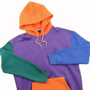 Sudadera con capucha Unisex de alta calidad 100% de algodón anticontracción Bloqueo de color personalizado Bordado Corte de color dividido Coser Bloque multicolor - Product Image 1