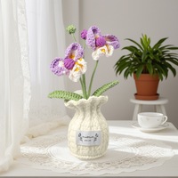 2026 Kerajinan Tangan Baru Rajutan Mini Katun DIY Bunga Anggrek Phalaenopsis Vas Pot Dekorasi Rumah Mobil Tekstil Kerajinan Tangan