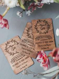 Carte d'<span class=keywords><strong>invitation</strong></span> de mariage de pays en bois <span class=keywords><strong>Invitation</strong></span> de remise des diplômes Accessoires de mariage - Product Image 6