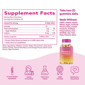 OEM/ODM Probiotique pour femmes pour la santé vaginale Probiotiques avec canneberge Gommes probiotiques pour la santé des voies urinaires pour femmes - Product Image 5