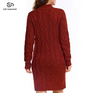 <span class=keywords><strong>Robe</strong></span> pull décontractée en laine pure épaisse de haute qualité, col rond, automne-hiver, design torsadé tendance pour femmes et dames - Product Image 4