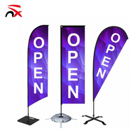 Drapeau de plage publicitaire extérieur, prix de gros usine, impression personnalisée, double face, polyester, mât en aluminium, drapeau plume
