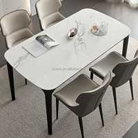 670255 Quanu Rectangle Forme Durable Marbre Table En Métal Pieds De Table 6 Places Salle À Manger Table et Chaises Chine Fabriqué