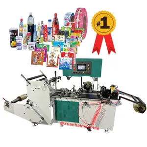 Máquina de costura e colagem de etiquetas de PVC PET de alta velocidade para garrafas de água e selos de segurança de recipientes de 150 m/min