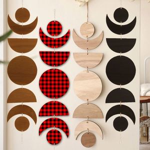 Decoración de Pared de Lujo para el Hogar, Diseño de Sol y Luna, Patrón a Cuadros, Forma de Círculo y Semiesfera, para Sala de Estar - Product Image 1
