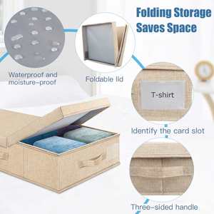 StorageWorks Linen Foldable Natural Fiber Large Bed <b>Storage</b> Bins Lids <b>Underbed</b> Containers Handles Label Holder Closet Organizer - Product Image 4
