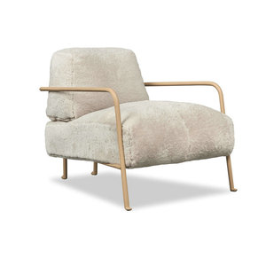 Silla de diseño de salón de piel de oveja mongol moderna de gama alta a medida, sillón de ocio con marco Tubular de Metal para dormitorio y sala de estar - Product Image 5