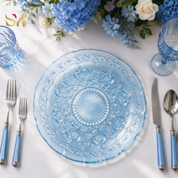 Assiette de présentation florale ambre, sous-assiette en verre vintage de 13 pouces pour la décoration de table de mariage, banquet et fête (vente en gros)