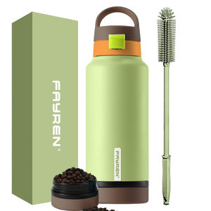 Bouteille d'eau en acier inoxydable à double paroi avec poignée, couvercle rebondissant amovible, étanche, fabriquée par FAYREN - Product Image 1