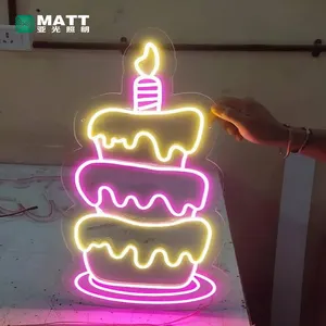Dropshipping lampu Neon Led kue ulang tahun kustom makanan penutup lampu Neon untuk pesta kamar tidur dekorasi dinding hadiah ulang tahun