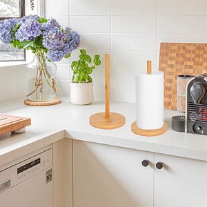 Portarotolo da <span class=keywords><strong>cucina</strong></span> in bambù per la casa, supporto da terra per rotoli di carta assorbente - Product Image 6
