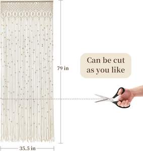 Tenda a Fili Boho <span class=keywords><strong>in</strong></span> Macramè <span class=keywords><strong>con</strong></span> <span class=keywords><strong>Perline</strong></span> per Porta e Armadio, <span class=keywords><strong>con</strong></span> Perle <span class=keywords><strong>in</strong></span> <span class=keywords><strong>Legno</strong></span> per Camera da Letto, Soggiorno e Bagno - Product Image 6