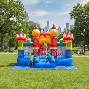 Castillo Inflable Multitorre con Tobogán, Decoración de <span class=keywords><strong>Mickey</strong></span> y Payaso, Combo Inflable para Fiestas de Cumpleaños en el Patio Trasero - Product Image 1