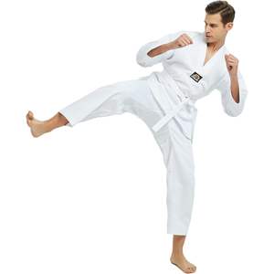 TopTie con cuello en V TKD Dobok uniforme para niños y adultos MMA ropa de artes marciales con cinturón lavado Technics Taekwondo ropa - Product Image 1