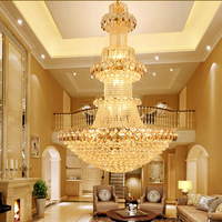 Lustre en cristal de luxe de grande taille, luminaire suspendu à plusieurs niveaux pour villa, hall d'hôtel, plafond haut, salon, hall d'entrée, duplex, décoration