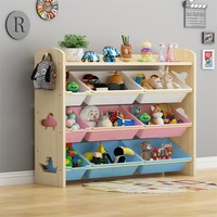 Boîte de rangement pour jouets à 3 couches avec panneau de séparation Boîte de rangement pour jouets et espace de rangement avec 9 compartiments de rangement