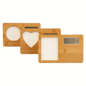Cadres photo vierges en bambou pour sublimation avec disque en aluminium, impression par transfert thermique durable 6 couleurs, logo et horloge personnalisés - Product Image 3