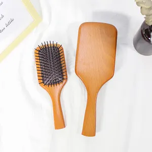 trending products 2023 new arrivals Manufacturer Natural Wood Cushion Massage Paddle Scalp wooden comb Hair Brush