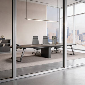 Table de réunion de bureau en bois de luxe contemporaine, mobilier de conférence en bois massif moderne pour espaces de bureau de luxe modernes - Product Image 4