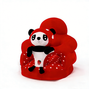 Peluche panda fraise personnalisée, peluche panda assis sur un canapé, peluche panda fraise rouge, jouet en peluche panda mignon pour siège - Product Image 1