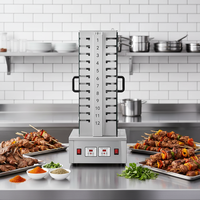 Grill à brochettes électrique vertical professionnel en acier inoxydable, 4800W, sans fumée, entièrement automatique, rotatif, 24 brochettes