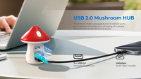 Hub USB-C bertema peri jamur, adaptor Multiport 4-in-1 dengan pengisian daya PD 100W, dekorasi meja ajaib untuk dekorasi rumah/penggunaan dalam ruangan