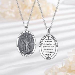 Collar de San Miguel Arcángel Merryshine Fabricante de Joyería Medallón Personalizado Católico Romano de Plata Esterlina 925 Medalla Amuleto Colgante - Product Image 4