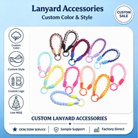 Porte-clés en corde tressée dégradée, anneau en O coloré, fait main, boucle tissée, cordon, breloque pour sac à dos, accessoire en peluche