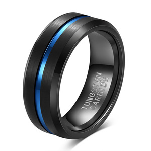Bague en carbure de tungstène 8 mm, noir et or, bicolore, géométrique, bijoux tendance pour femmes, cadeau - Product Image 4